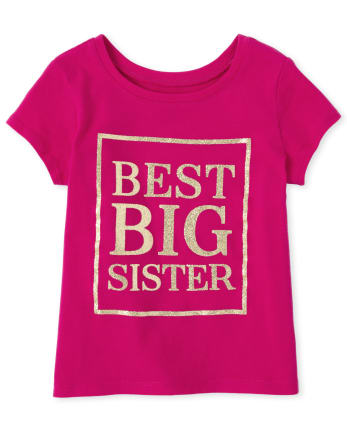 Camiseta con gráfico a juego de la mejor hermana con purpurina para bebés y niñas pequeñas