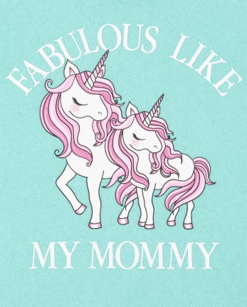 Baby And Toddler Girls Glitter Mommy Unicorn Graphic Tee