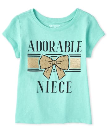 Baby And Toddler Girls Glitter Niece Graphic Tee