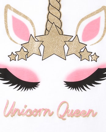 Camiseta con estampado de unicornio y reina con purpurina para mujer, mamá y yo