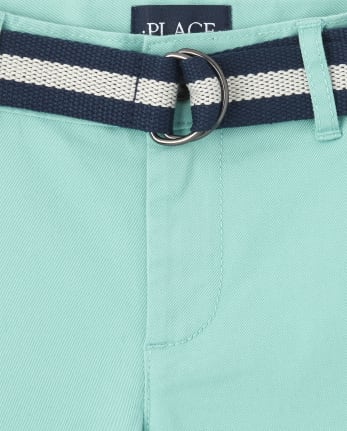 Boys Belted Stretch Chino Pants