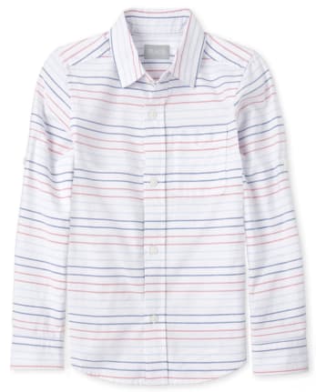 Camisa Oxford a rayas con botones a juego para niños