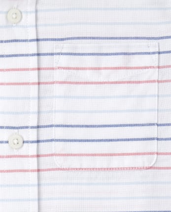 Camisa Oxford a rayas con botones a juego para niños
