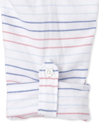 Camisa Oxford a rayas con botones a juego para niños