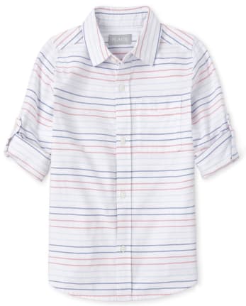 Camisa Oxford a rayas con botones a juego para niños