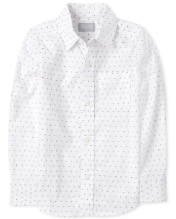 Camisa con botones de popelina triangular para niños