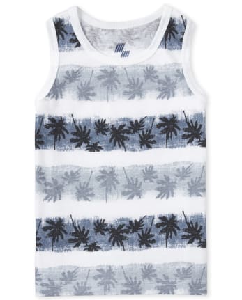 Camiseta sin mangas de palmera a rayas Mix and Match para bebés y niños pequeños