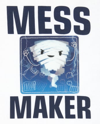 Baby And Toddler Boys Lenticular Mess Maker Top - WHITE