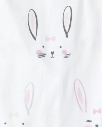 Girls Mommy And Me Bunny Matching Snug Fit Cotton Pajamas