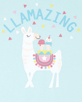 Girls Llama Snug Fit Cotton Pajamas
