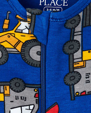 Baby And Toddler Boys Construction Snug Fit Cotton One Piece Pajamas