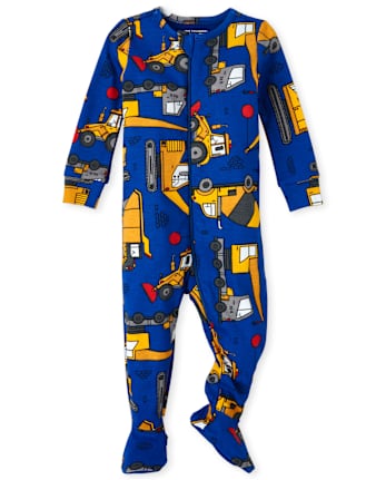 Baby And Toddler Boys Construction Snug Fit Cotton One Piece Pajamas