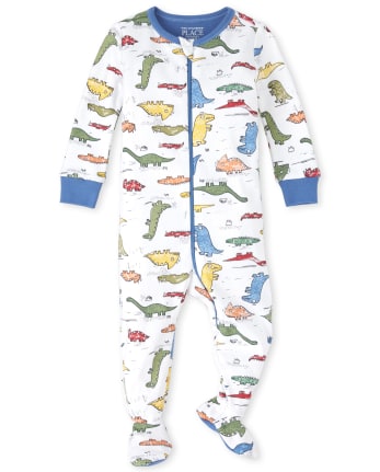 The Childrens Place Baby And Toddler Boys Dino Snug Fit Cotton One Piece Pajamas