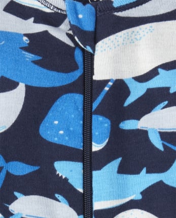 Pijama de una pieza de algodón con ajuste ceñido Shark para bebés niños