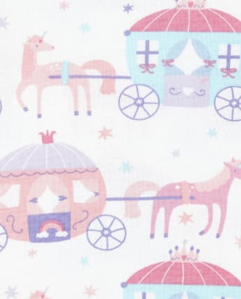 Pijamas de 4 piezas de algodón con ajuste ceñido de princesa para bebés y niñas pequeñas