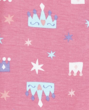Pijamas de 4 piezas de algodón con ajuste ceñido de princesa para bebés y niñas pequeñas