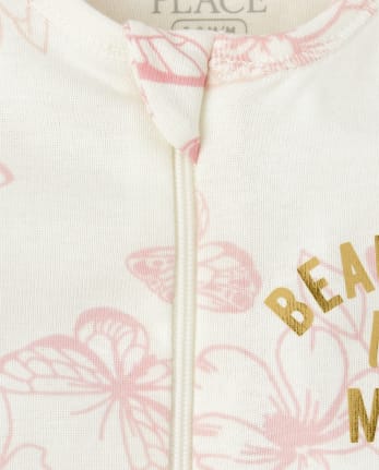 Baby Girls Mommy And Me Beautiful Butterfly Matching Snug Fit Cotton One Piece Pajamas