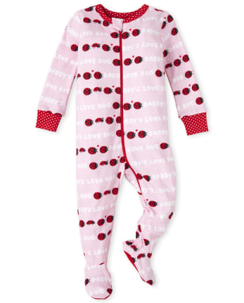Pyjama une pièce en coton ajusté Lady Bug pour bébés et petites filles
