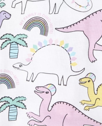 Baby And Toddler Girls Long Sleeve Dino Print Snug Fit Cotton