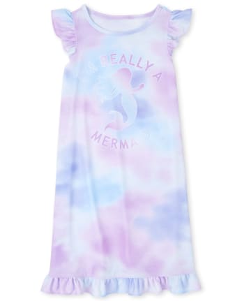 Girls Tie Dye Mermaid Nightgown