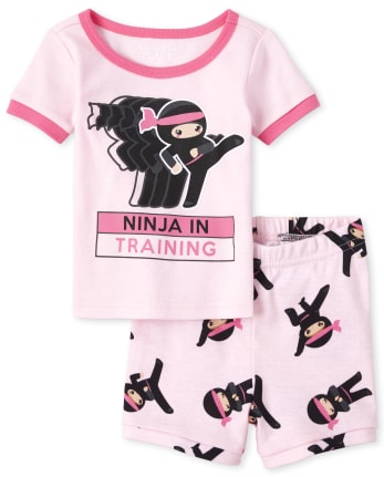 Bebe Et Petite Fille A Manches Courtes Ninja En Formation Pyjama En Coton Ajuste The Children S Place