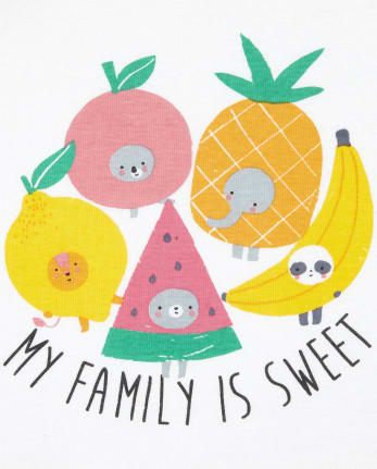 Pyjama 4 pièces en coton ajusté aux fruits pour bébés et petites filles