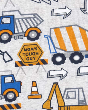 Baby And Toddler Boys Mom Construction Snug Fit Cotton 4-Piece Pajamas