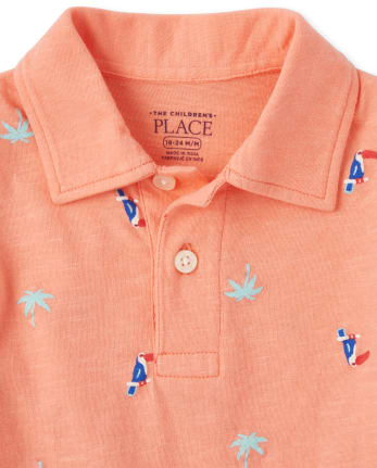 Polo de punto a juego con estampado para bebés y niños pequeños