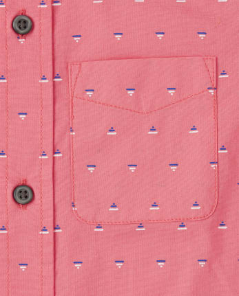 Boys Print Poplin Matching Button Up Shirt