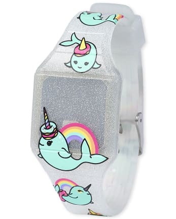 Girls Glitter Narwhal Digital Watch