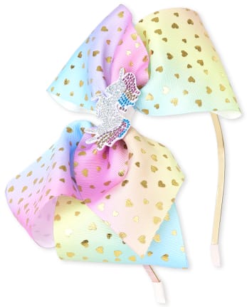 Diadema de metal con lazo de unicornio arcoíris metalizado para niñas