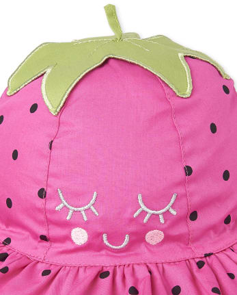 Toddler Girls Embroidered Strawberry Bucket Hat