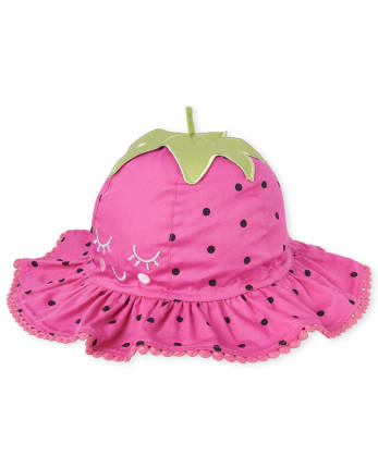 Toddler Girls Embroidered Strawberry Bucket Hat