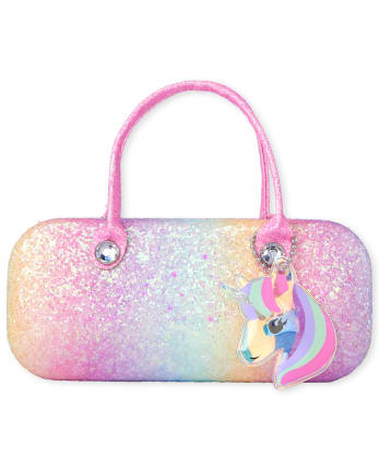 Girls Glitter Rainbow Unicorn Sunglasses Case