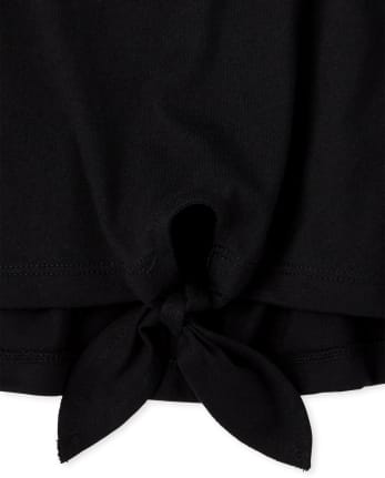 Haut noué sur le devant pour fille - BLACK
