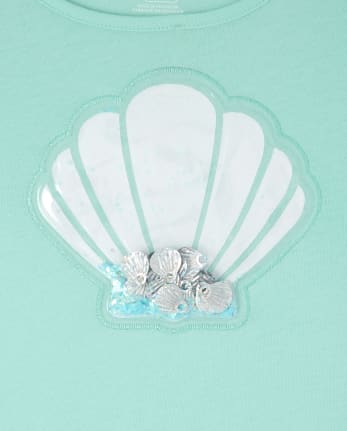 Top con dobladillo redondeado Shakey Sea Shell para niñas
