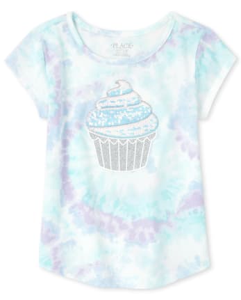 Girls Embellished Cupcake Tie Dye Top