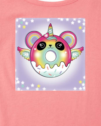 Girls Lenticular Pandacorn Donut Cut Out Top