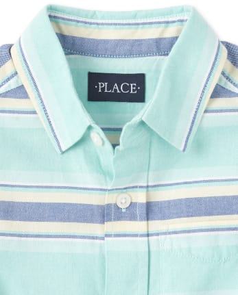 Boys Striped Oxford Matching Button Up Shirt