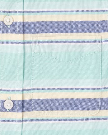 Boys Striped Oxford Matching Button Up Shirt