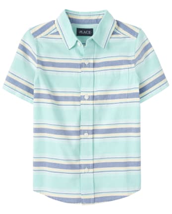 Boys Striped Oxford Matching Button Up Shirt