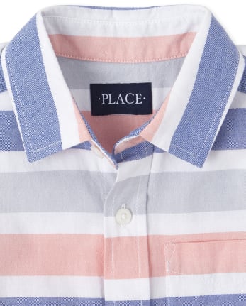 Boys Striped Oxford Matching Button Up Shirt