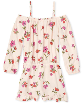 Girls Floral Off Shoulder Romper