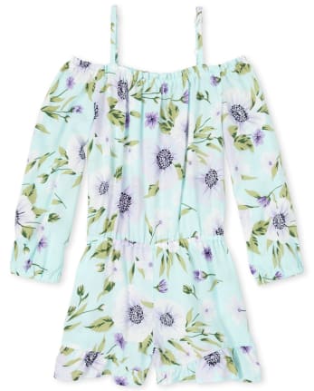 Girls Floral Off Shoulder Romper