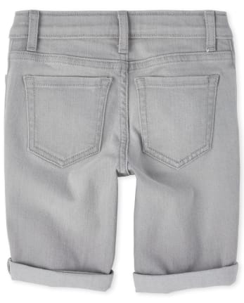 Shorts de mezclilla con puños enrollados para niñas