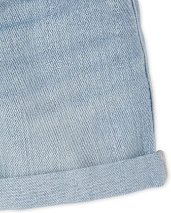Short en jean à revers roulé pour fille