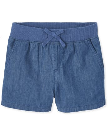 The Childrens Place Girls Denim Pull on Shorts 