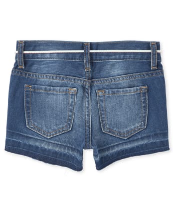 Shorts cortos de mezclilla con dobladillo deshilachado para niñas