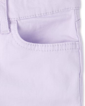Girls Roll Cuff Denim Skimmer Shorts | The Children's Place - LILAC HAZE