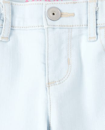 Shorts de mezclilla con puños enrollados para niñas